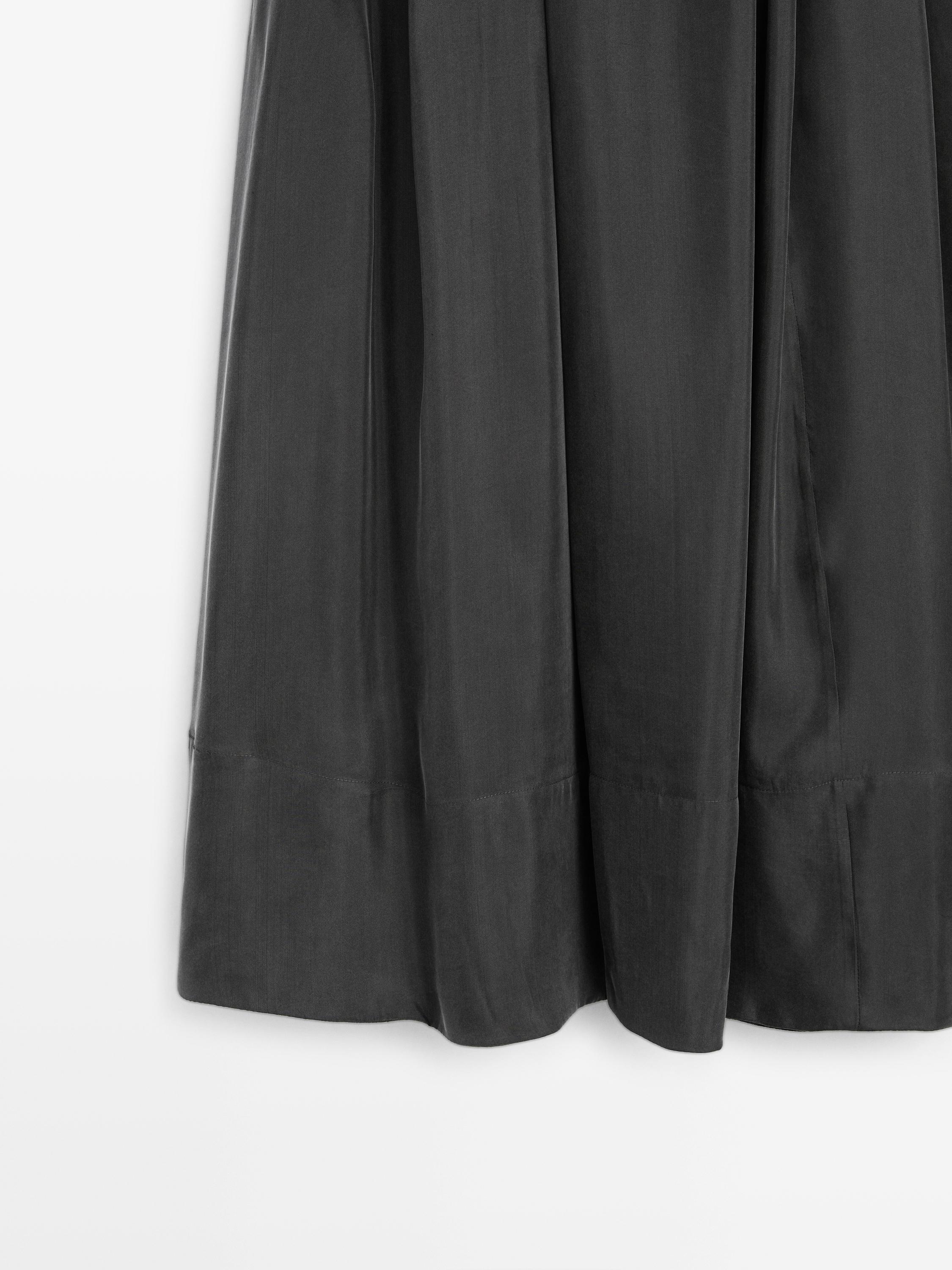 Cotton blend knit flared midi skirt