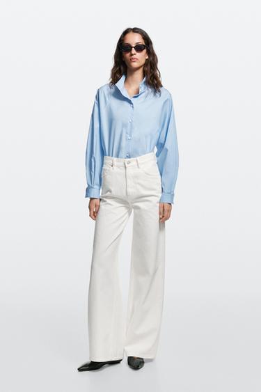 Zara Low-rise straight-leg jeans - Oyster-white - Image 0