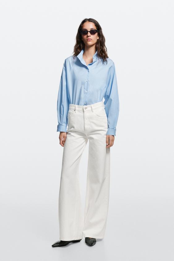 Zara Low-rise straight-leg jeans - Oyster-white - Image 0