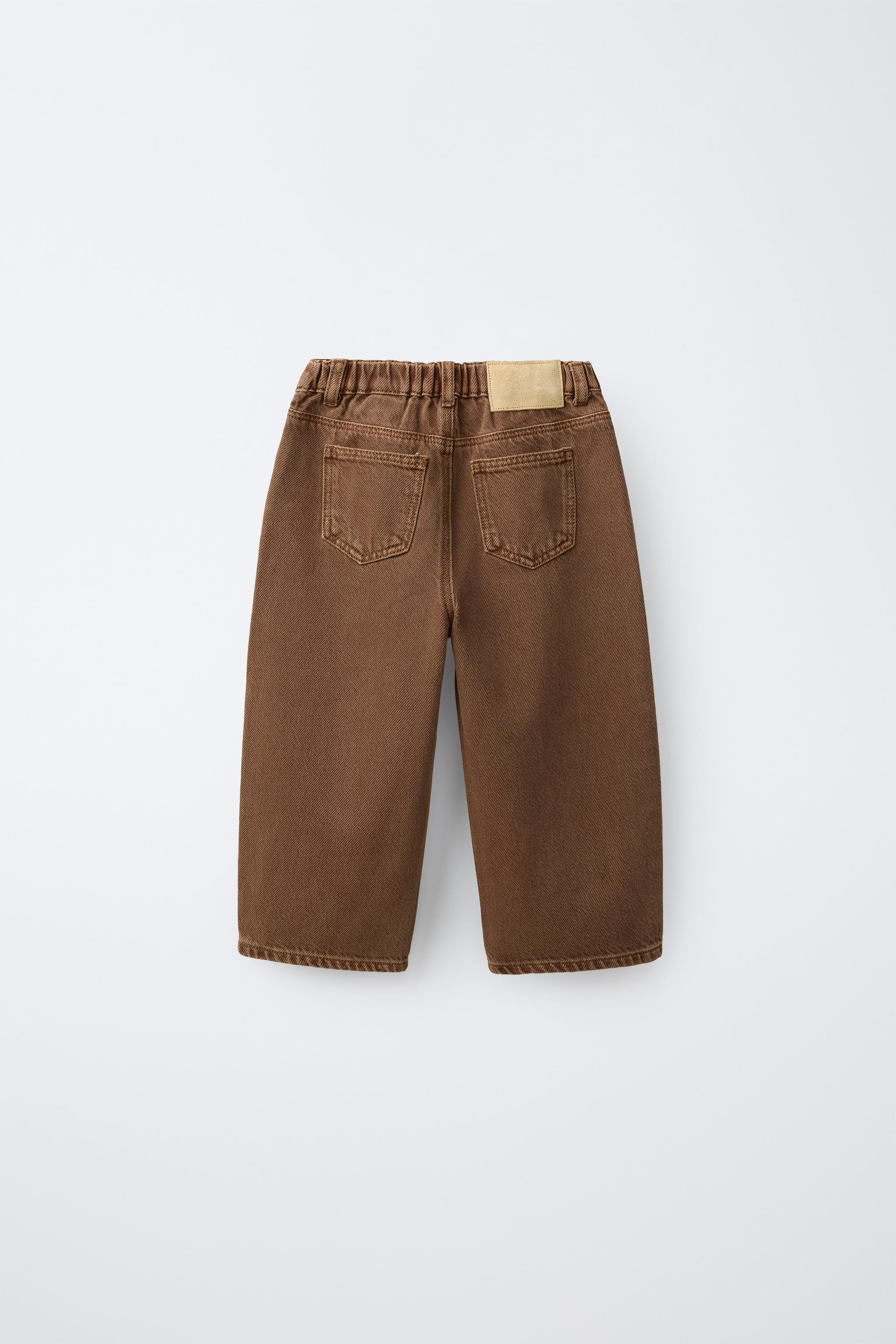 TAPERED POCKET JEANS — Brown