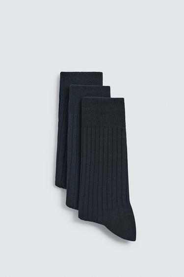 3-PACK OF RIBBED SOCKS - Navy blue by Zara