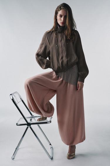 ZW COLLECTION FLOWING GATHERED TROUSERS - Pink by Zara - Image 5