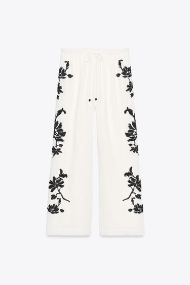 PANTALON BRODÉ ZW COLLECTION - Blanc / Noir de Zara - Image 5