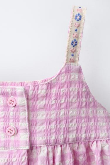 ROBE ET CULOTTE À CARREAUX TEXTURÉS - Mauve clair de Zara - Image 2