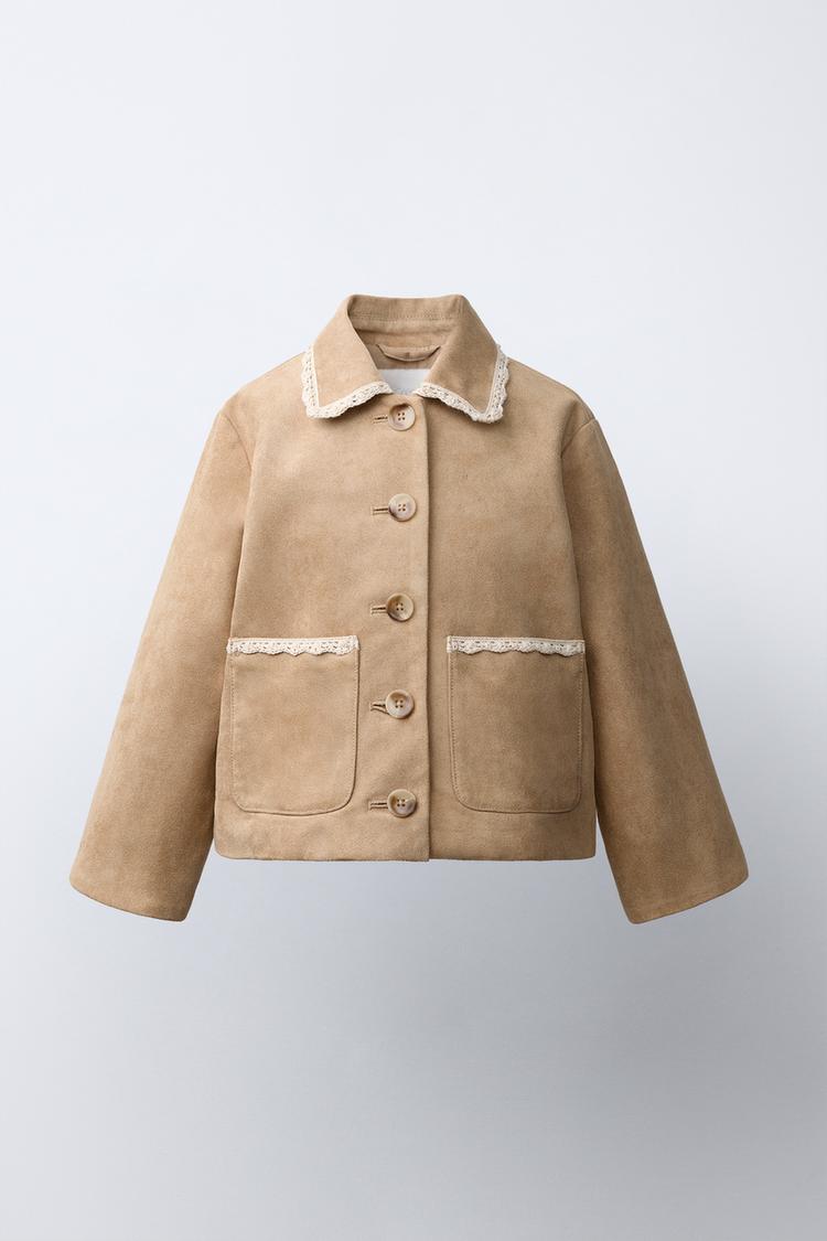 Chaqueta de ante sintético y encaje 2
