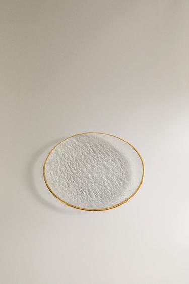 ASSIETTE À PAIN VERRE RELIEF BORD DORÉ - Transparent de Zara - Image 1