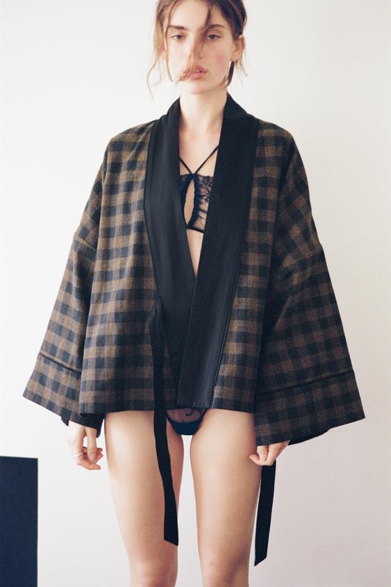 CHECK PRINTED JACKET - Navy blue by Zara - Image 0