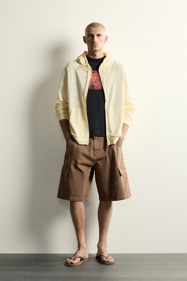BERMUDA CARGO RELAXED FIT COUTURES - Marron de Zara