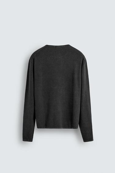 TEXTURED WASHED SWEATER - Faded black by Zara