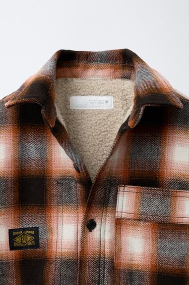 CHECK OVERSHIRT WITH FAUX SHEARLING LINING - Orange by Zara - Image 2