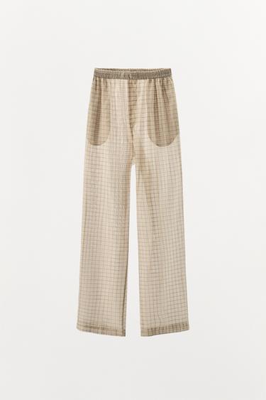 PANTALON DE PYJAMA À CARREAUX - Écru de Zara - Image 2