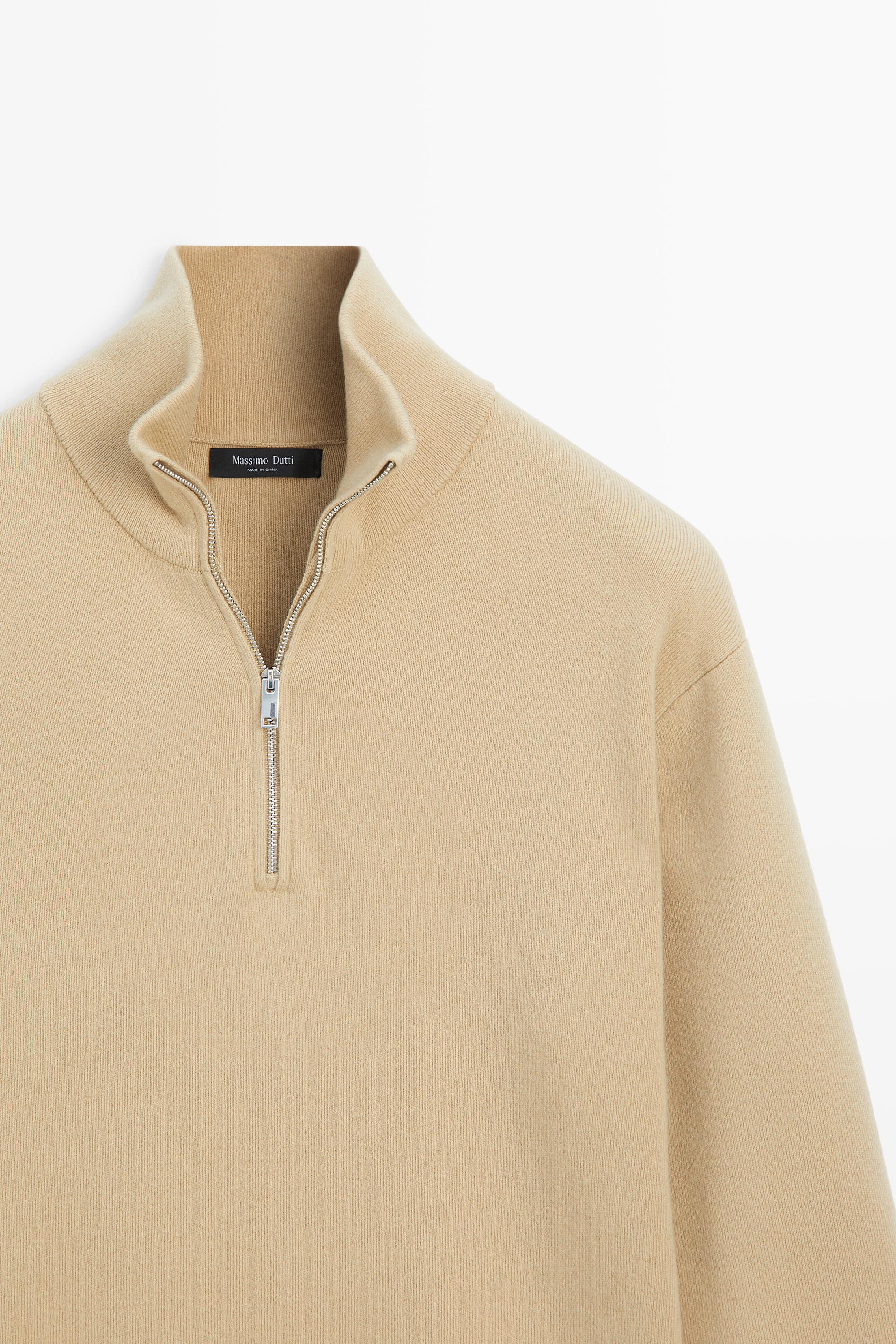 Wool mock neck knit sweater