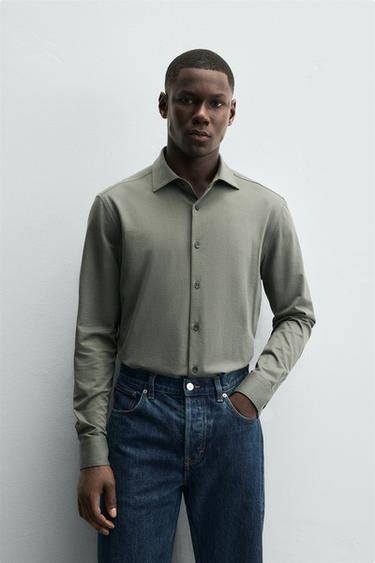 REGULAR FIT SHIRT - Light khaki by Zara