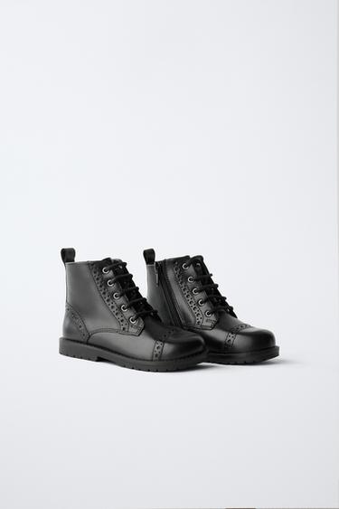 Zara LEATHER BOOTS - Black