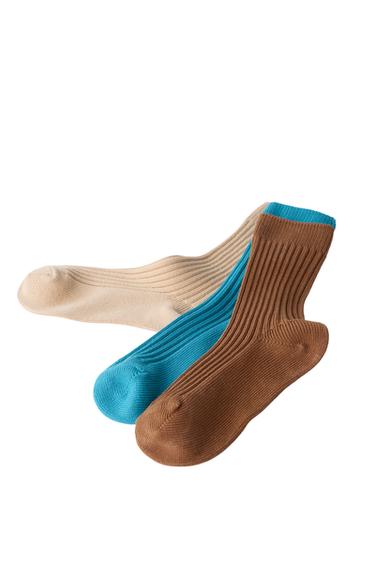 STORIESZ - 3-PACK RIBBED LONG SOCKS WITH COTTON - Multicoloured by Zara