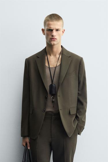 Zara SLIM FIT SUIT BLAZER - Khaki