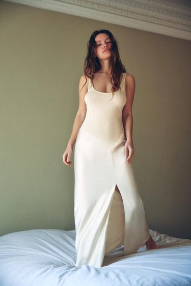 ROBE EN MAILLE BIMATIÈRE - Écru de Zara - Image 1