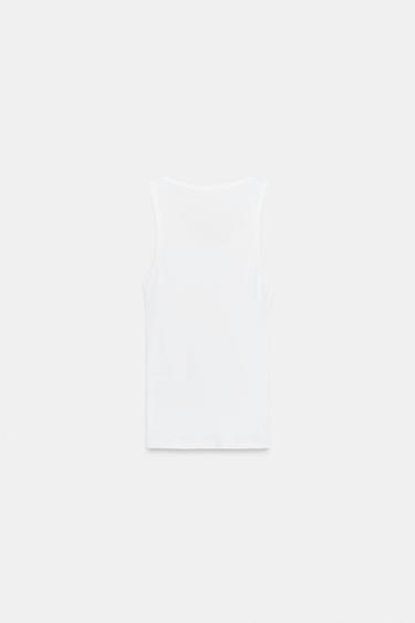 RIBBED BUTTON TOP - White by Zara - Image 5