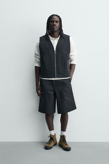 PINSTRIPED DENIM WAISTCOAT - Blue by Zara - Image 0