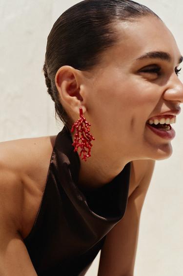 BOUCLES D'OREILLES CORAIL - Rouge de Zara