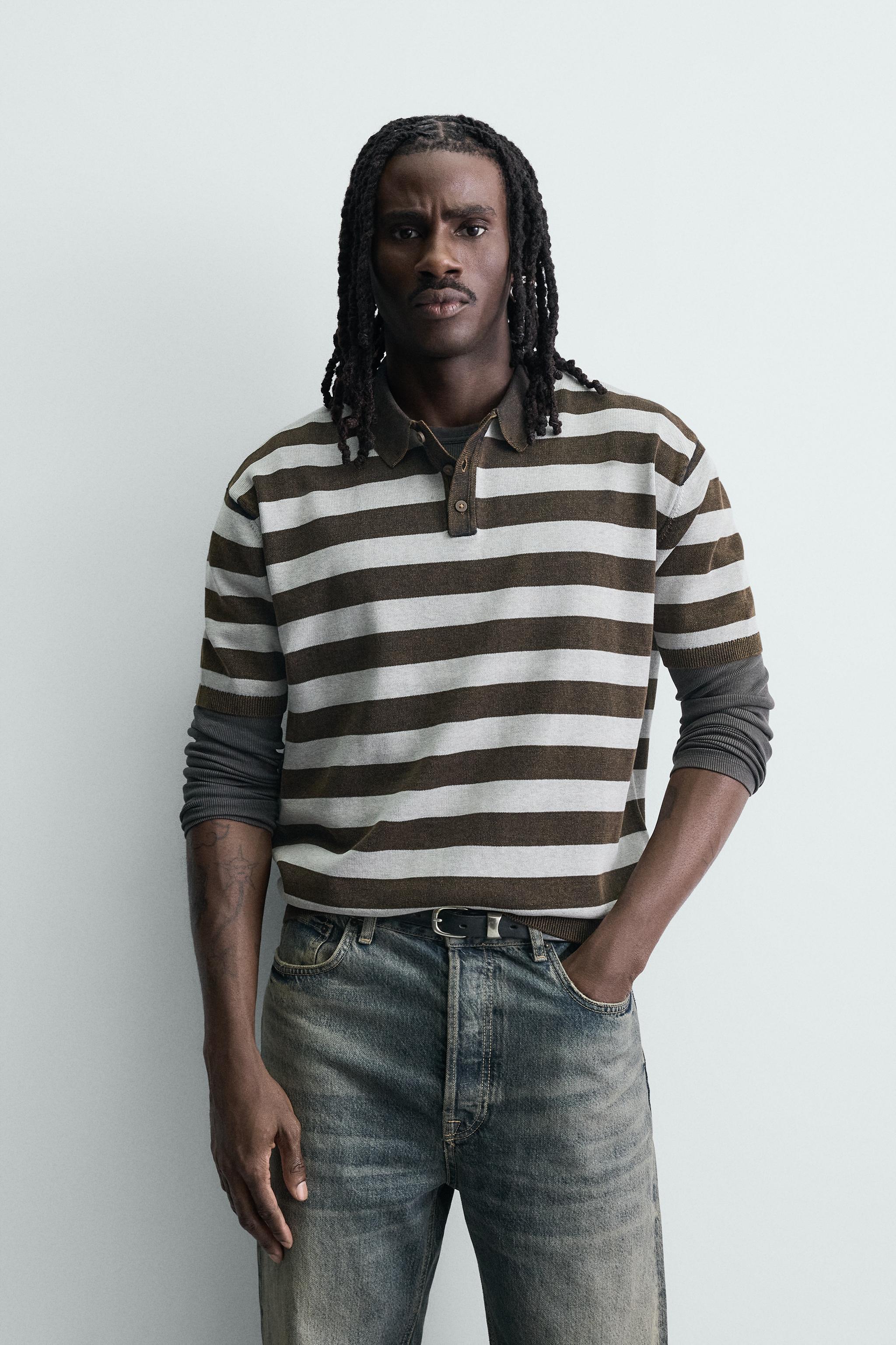 POLO EN MAILLE JACQUARD À RAYURES