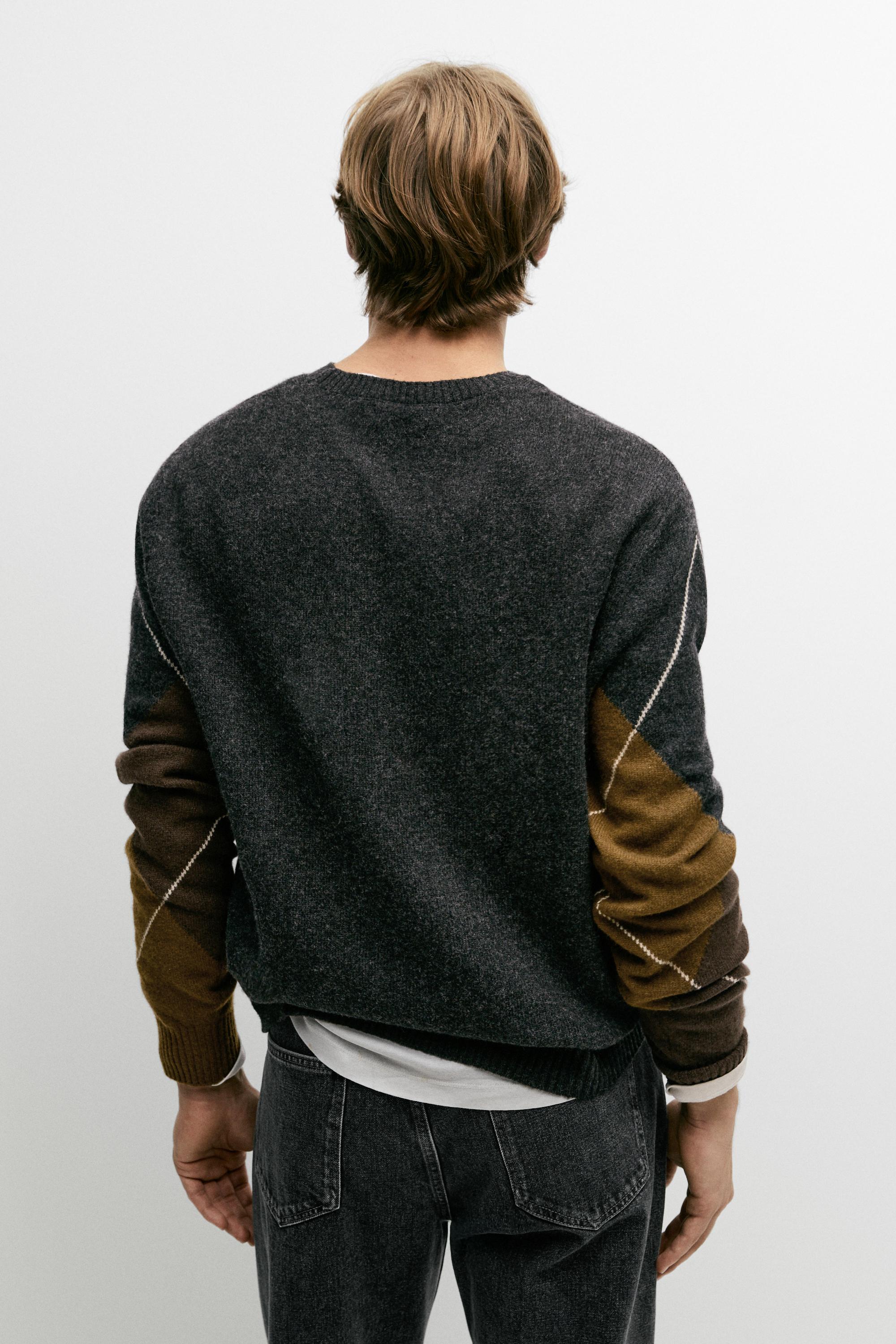 Pull à losanges en maille 100 % laine
