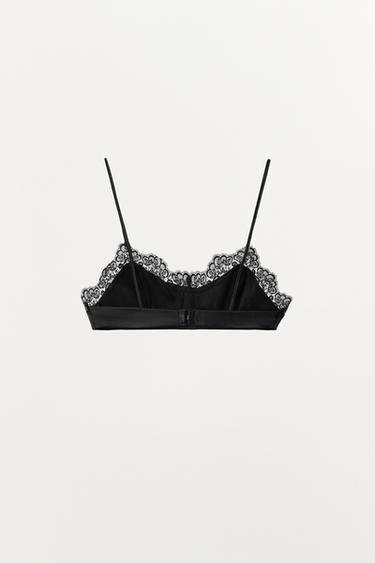 100% LEATHER LACE BRA - Black by Zara - Image 2