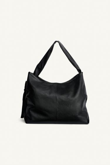 LEATHER SHOULDER BAG - Black by Zara - Image 1