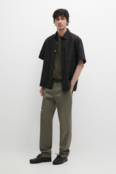 Zara Cotton blend slim fit pants - Green - Image 0