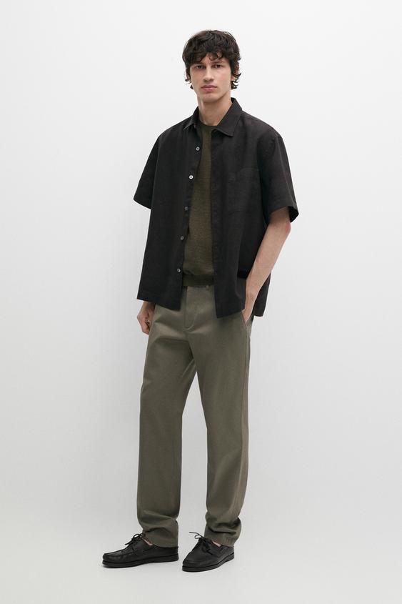 Zara Cotton blend slim fit pants - Green - Image 0