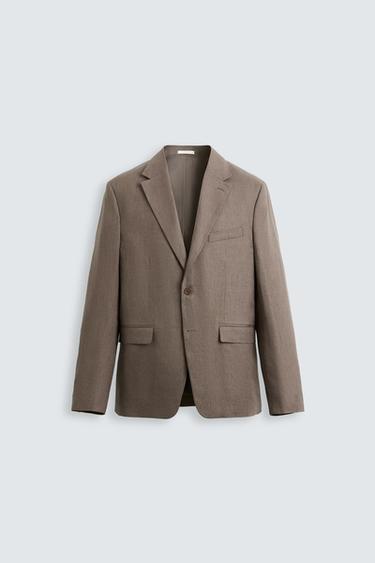 100% LINEN SUIT BLAZER - Mink by Zara