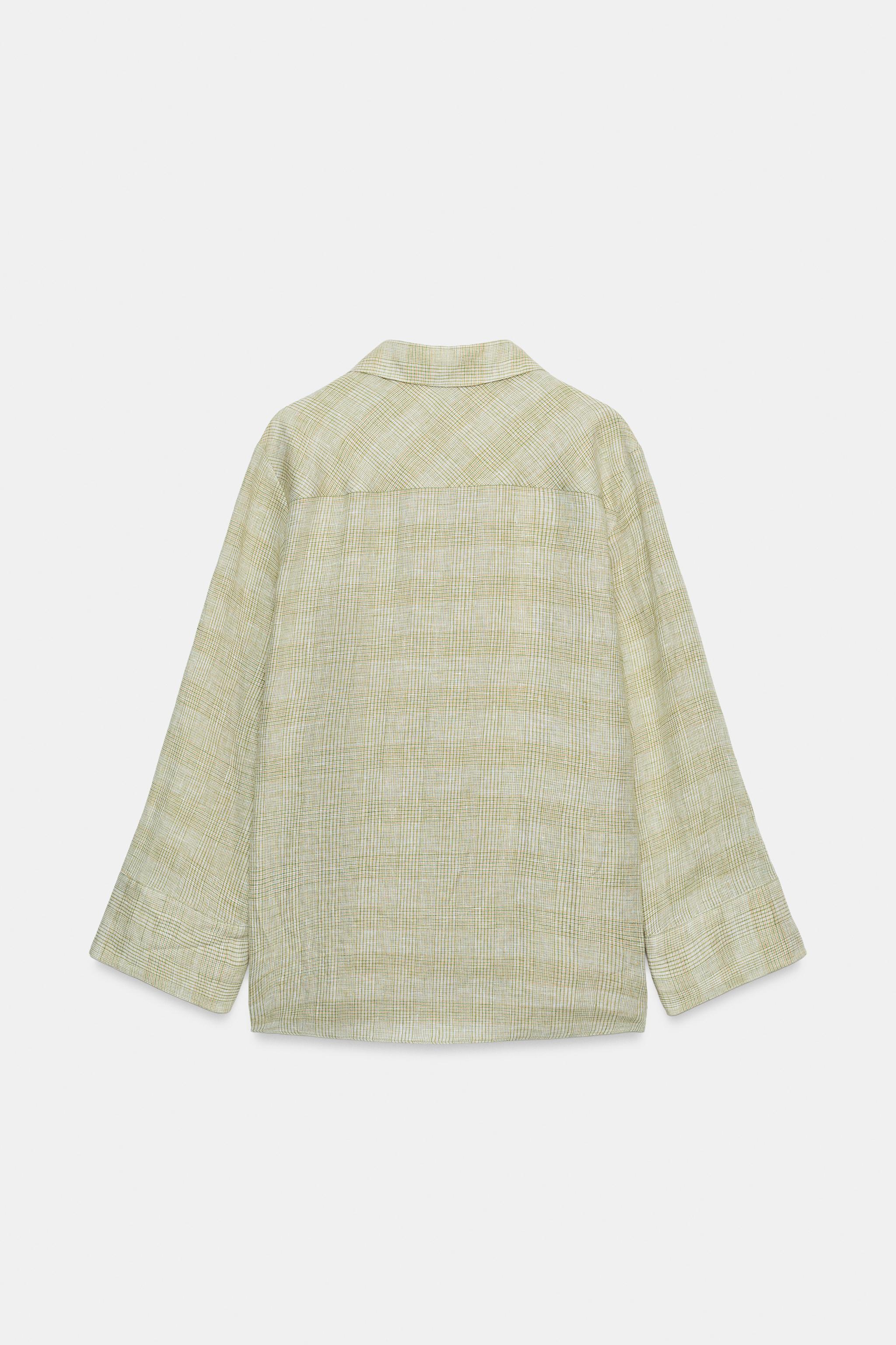 ZW COLLECTION %100 KETEN KARELİ GÖMLEK - Görsel 5