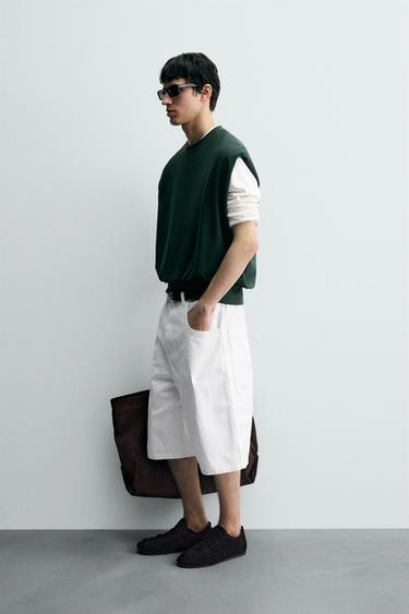 GILET INTERLOCK STRUCTURÉ PIQUÉ - Vert canard de Zara - Image 3