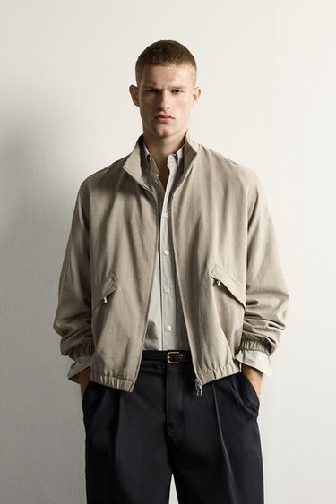 RELAXED FIT FAUX SUEDE BOMBER JACKET - Pearl grey by Zara