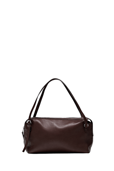 Medium nappa leather satchel bag — Brown marl 1