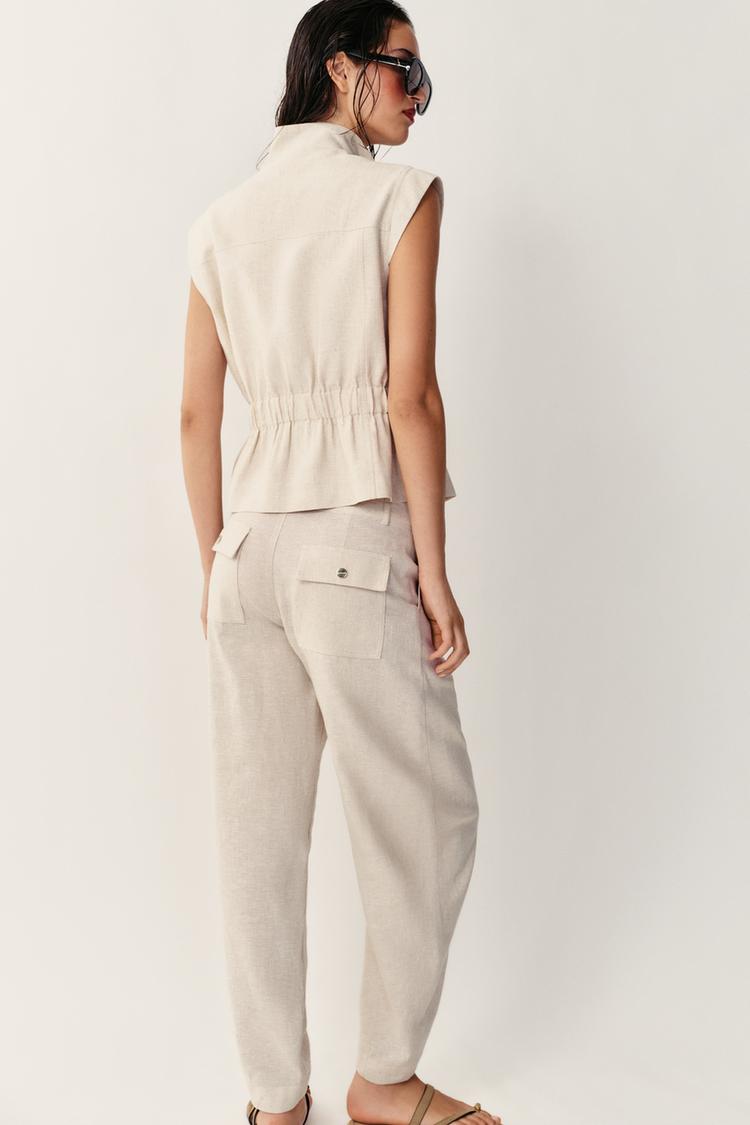 Pantalones rectos de mezcla de lino 5