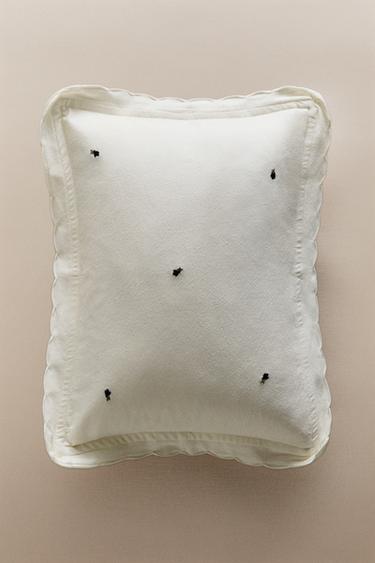 꽃 자수 키즈 쿠션 커버 - Zara 스크래치 화이트