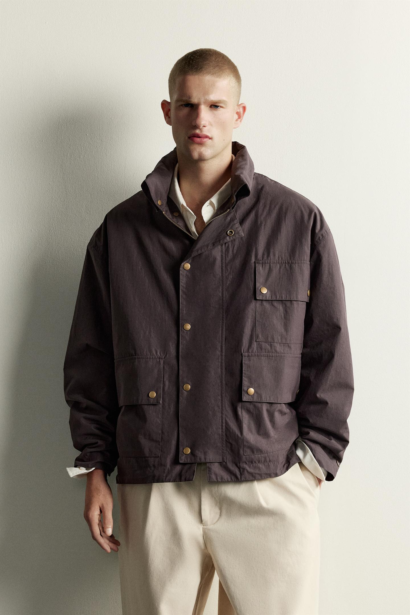 Мужская куртка Zara Padded Parka with Pockets, цвет: Бордовый — фото 2