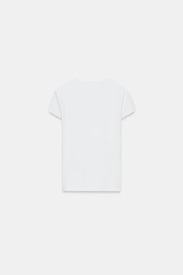 T-SHIRT AJUSTÉ À MANCHES COURTES - Blanc de Zara - Image 5