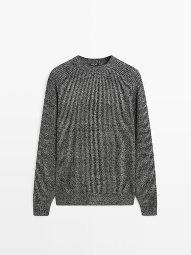 Zara Two-tone knit sweater with raglan sleeves - Anthracite Gray - Image 0