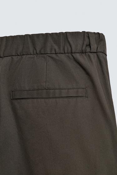 Zara TECHNICAL JOGGER-WAIST PANTS - Brown