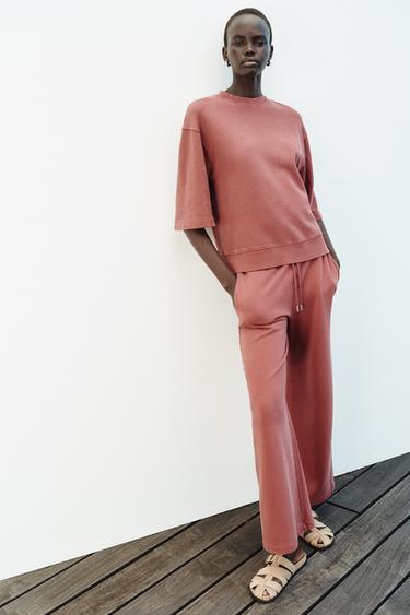 SUDADERA OVERSIZE EFECTO LAVADO - Burgundy de Zara