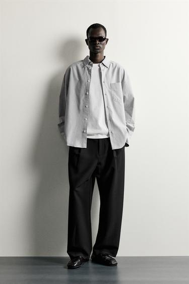Zara OVERSIZED POCKET SHIRT - Gray