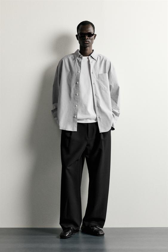 CHEMISE OVERSIZE À POCHE - Gris de Zara - Image 0