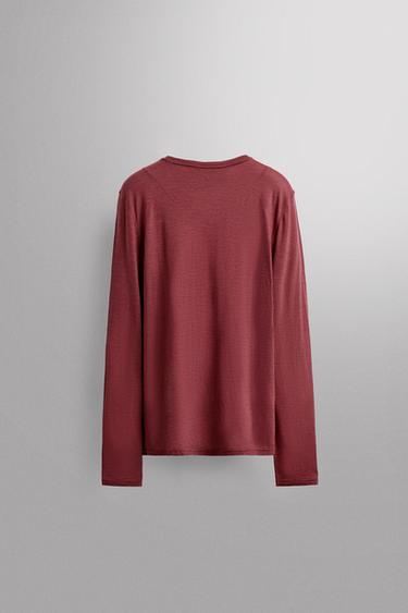 JACQUARD STRIPED WOOL BLEND T-SHIRT - Pink by Zara - Image 1