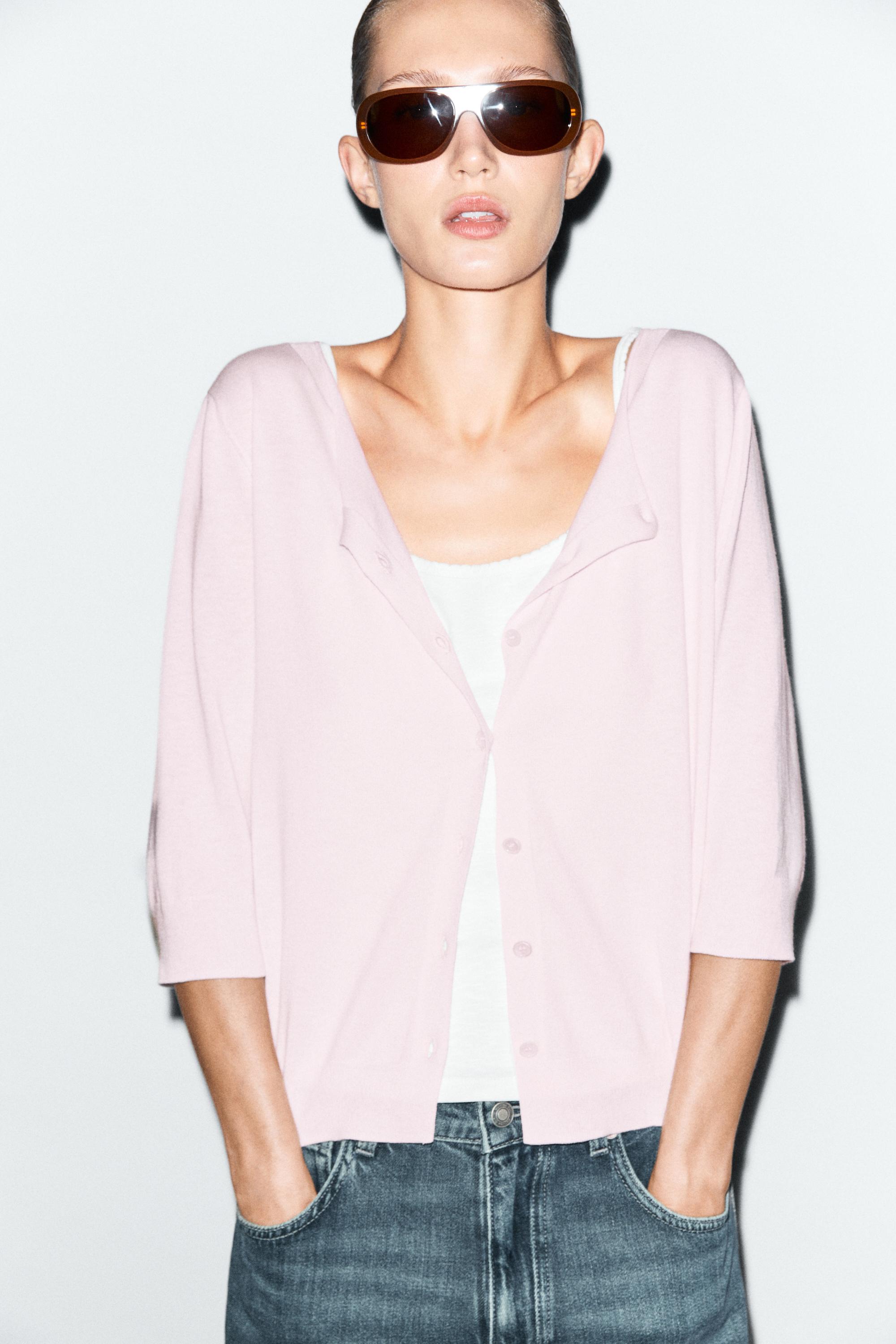 Cotton blend boat neck cardigan