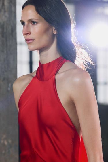 ROBE SATINÉE HALTER - Rouge de Zara - Image 4