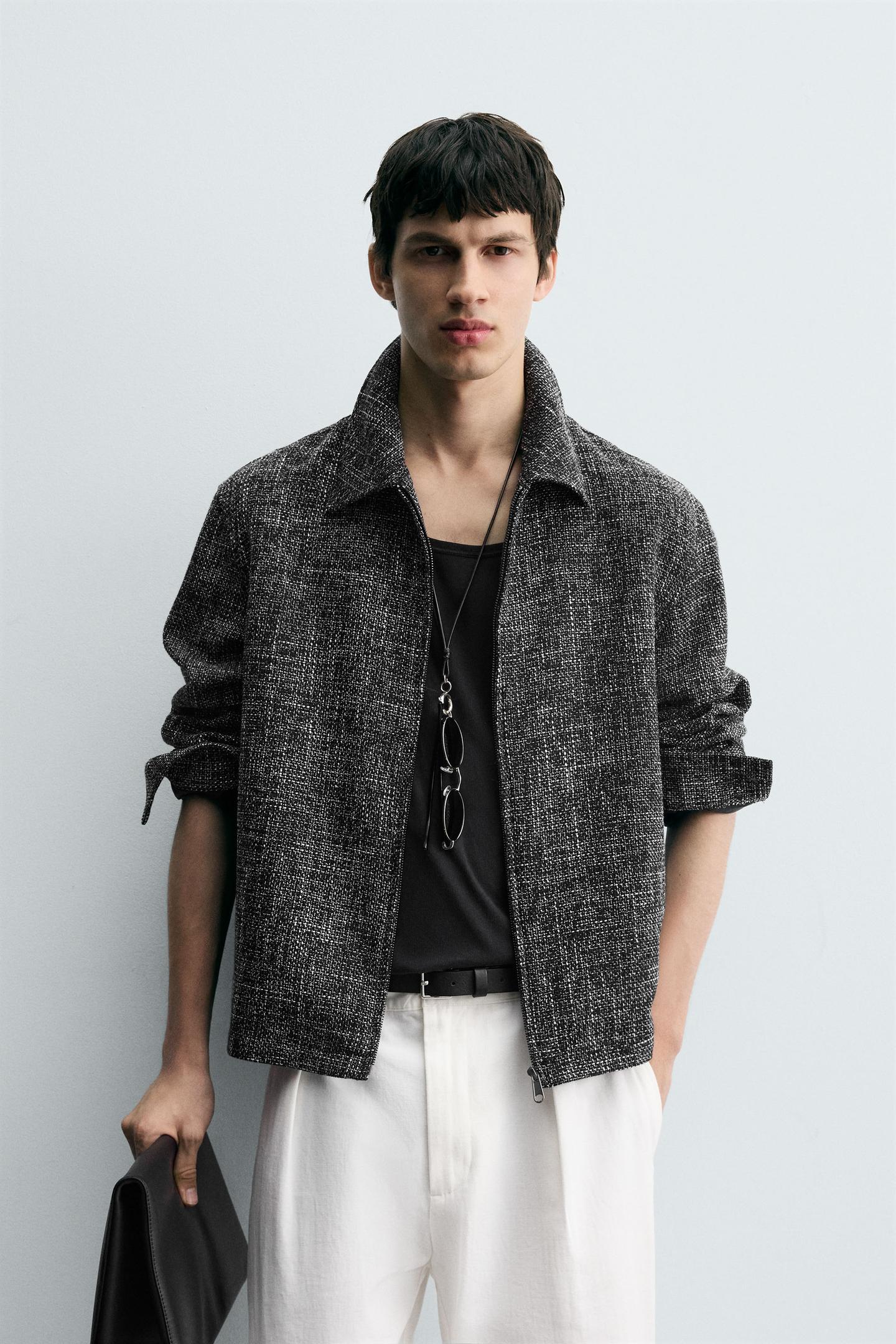 TEXTURED ZIP-UP OVERSHIRT