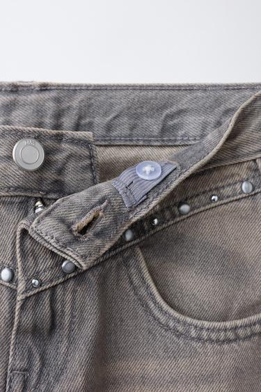 STUDDED BARREL JEANS - Mink by Zara - Image 2