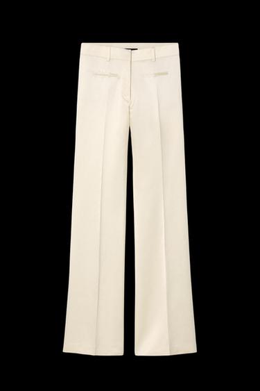 Zara LINEN FLARE PANTS KATE MOSS X ZARA - White / Pink - Image 0